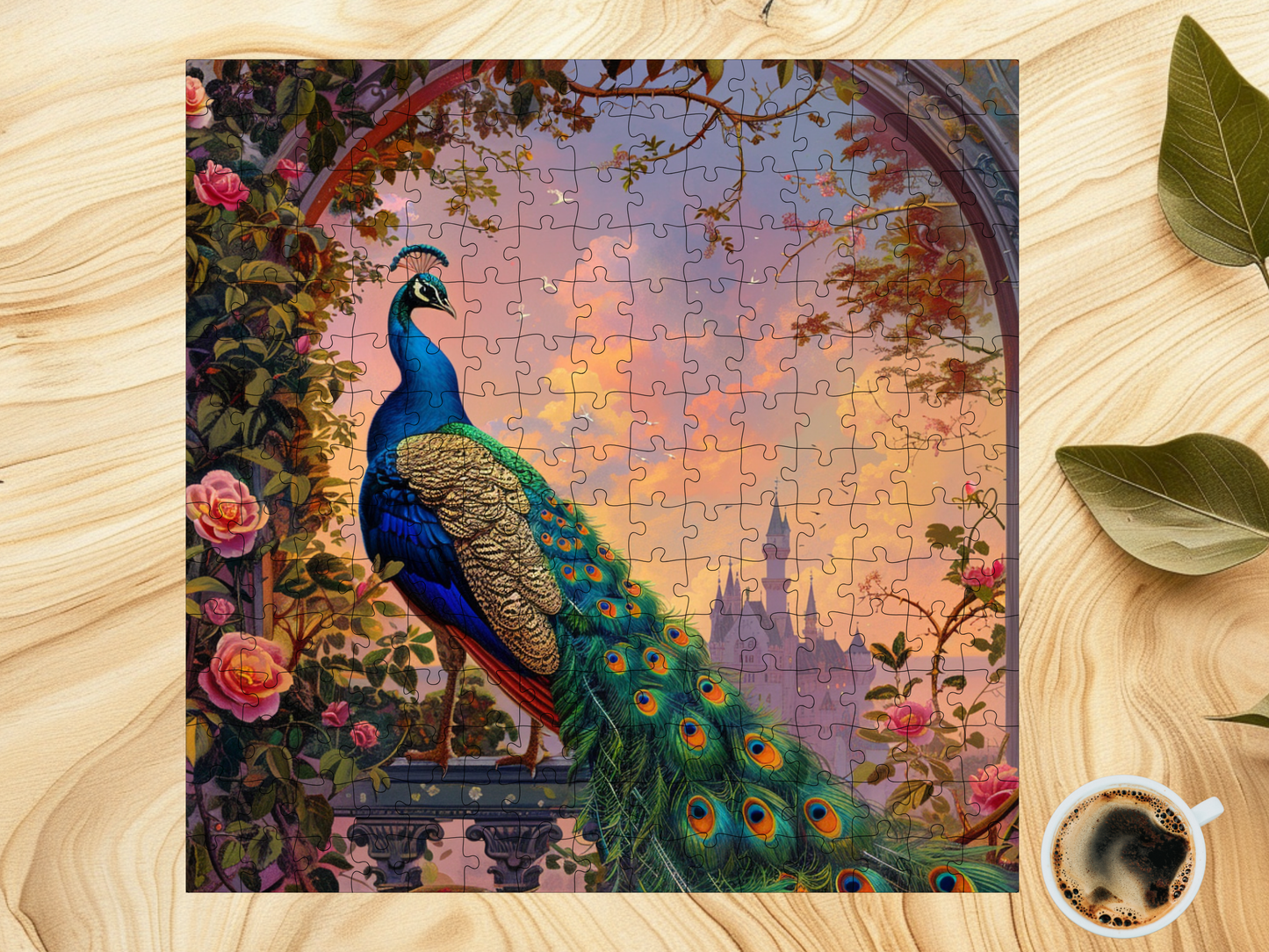 Enchanting Peacock & Rose Garden Jigsaw Puzzle