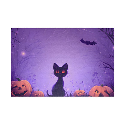 Halloween Black Cat and Pumpkins Spooky Jigsaw Puzzle