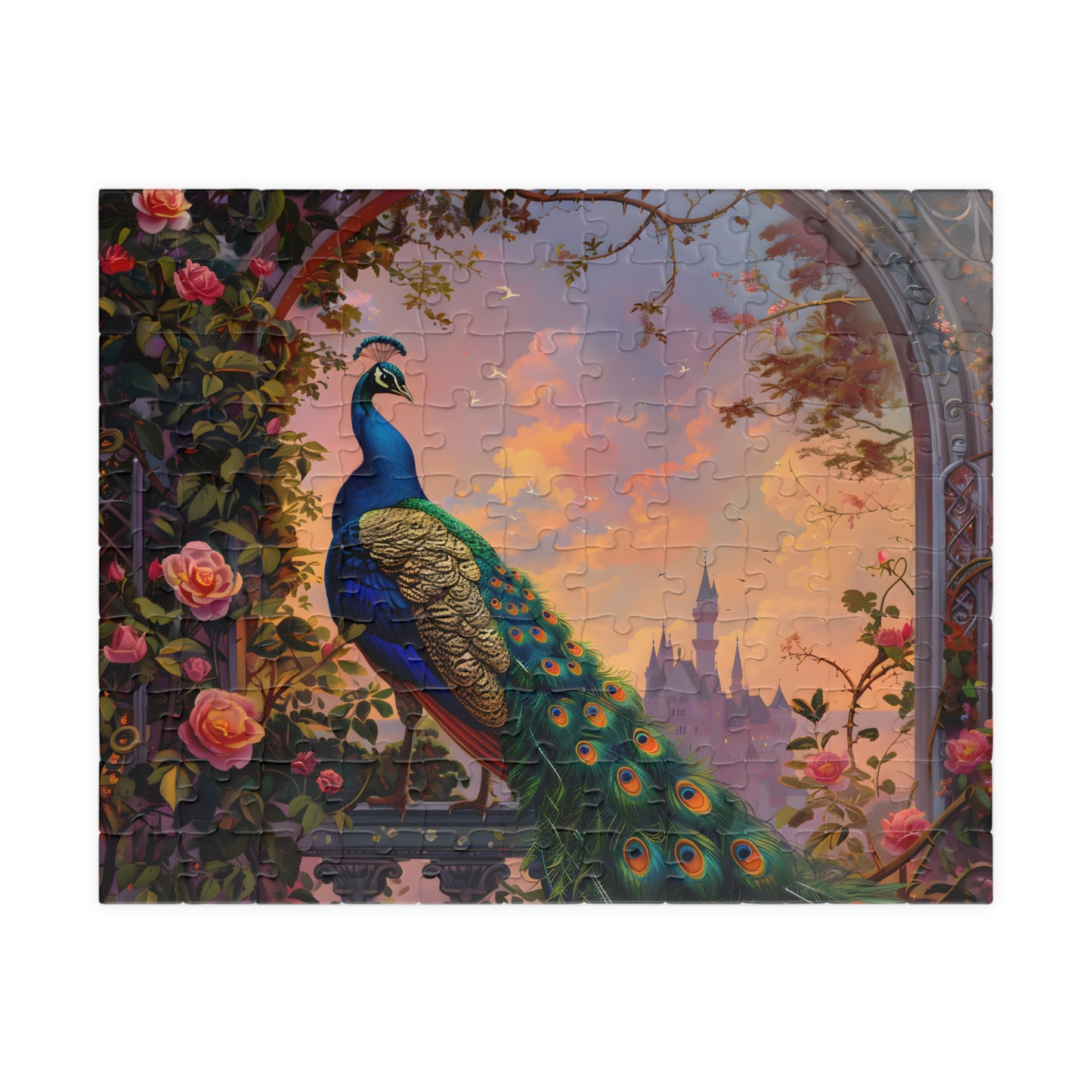 Enchanting Peacock & Rose Garden Jigsaw Puzzle