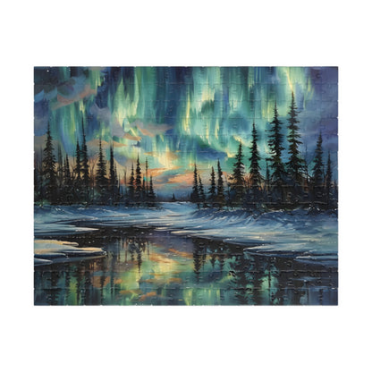 Northern Lights Aurora Borealis Winter Scenery Jigsaw Puzzle