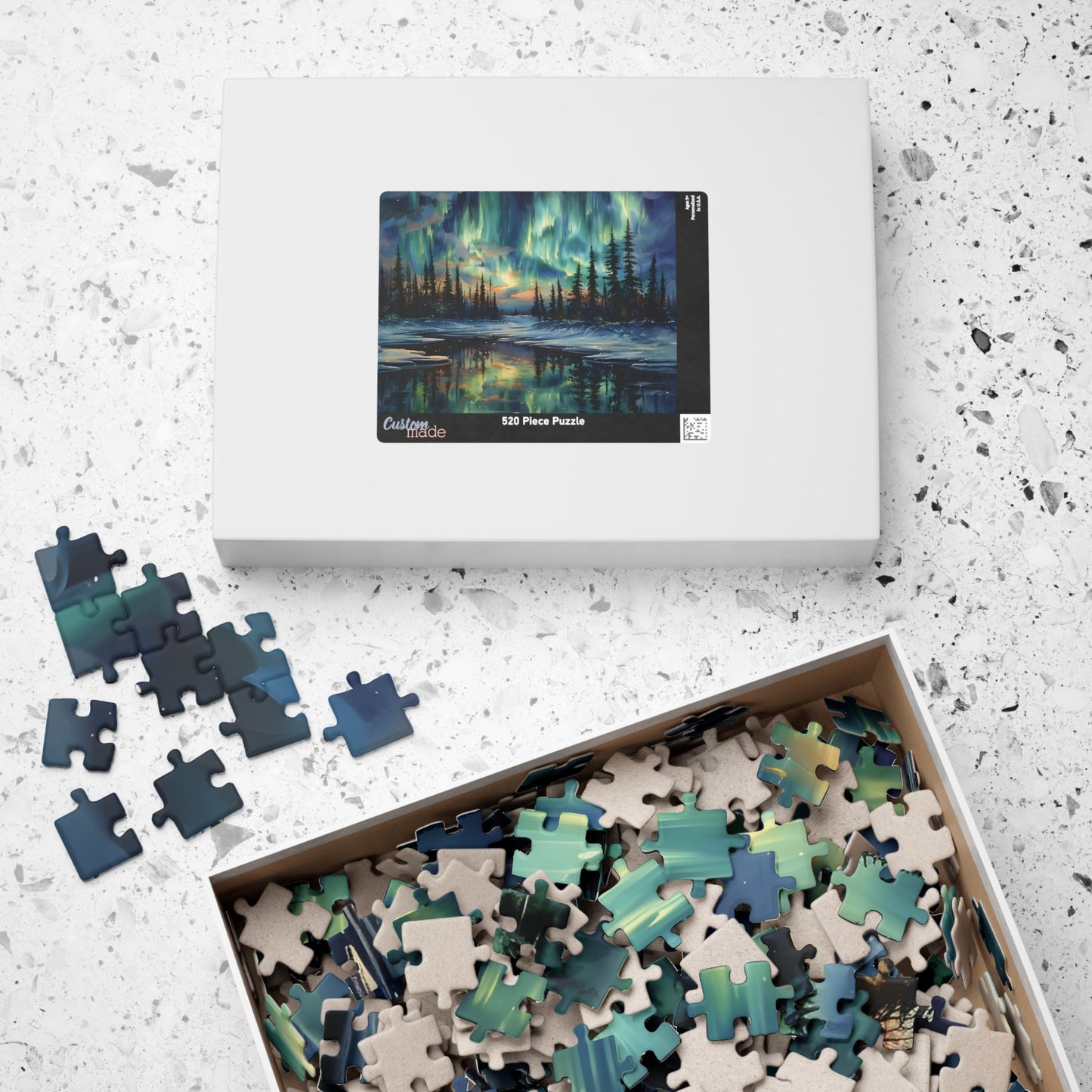 Northern Lights Aurora Borealis Winter Scenery Jigsaw Puzzle