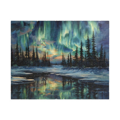 Northern Lights Aurora Borealis Winter Scenery Jigsaw Puzzle