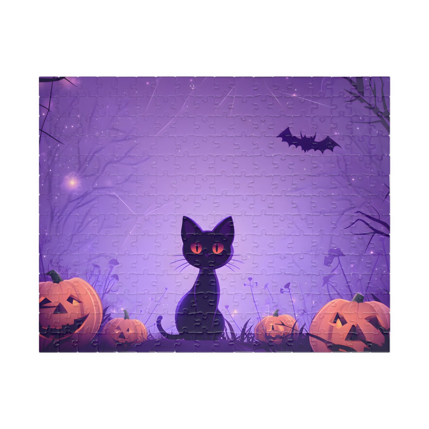 Halloween Black Cat and Pumpkins Spooky Jigsaw Puzzle