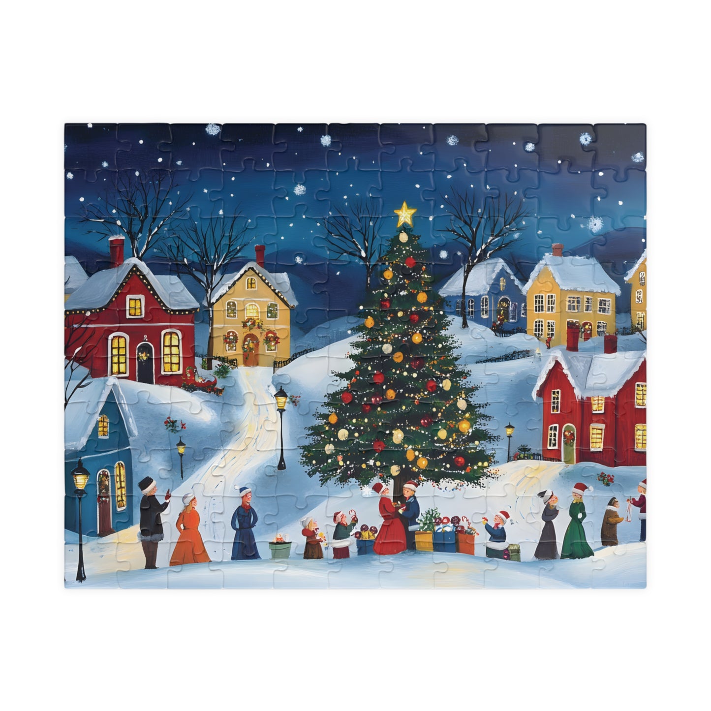 Twinkling Starry Night Sky Christmas Village Jigsaw Puzzle