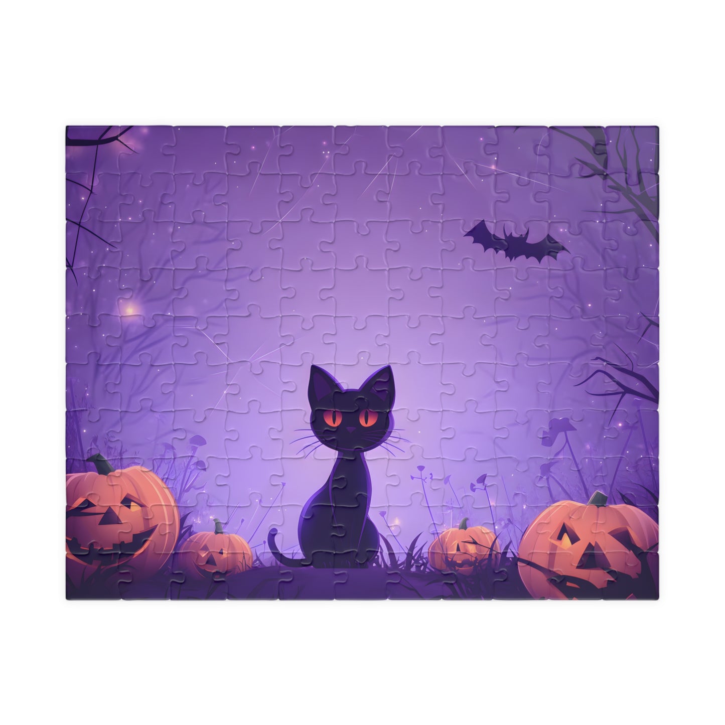 Halloween Black Cat and Pumpkins Spooky Jigsaw Puzzle