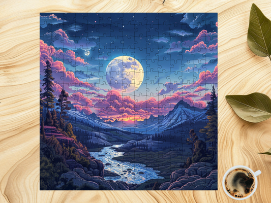 Psychedelic Mountain Landscape Jigsaw Puzzle