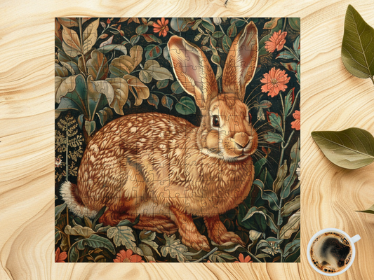 William Morris Inspired Rabbit Forest Jigsaw Puzzle