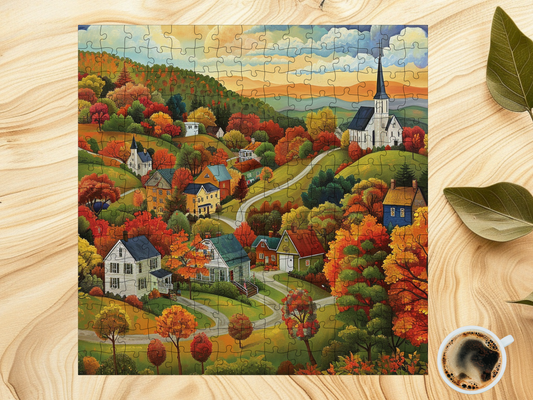 Cottage Core Town Landscape Jigsaw Puzzle