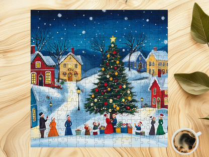 Twinkling Starry Night Sky Christmas Village Jigsaw Puzzle