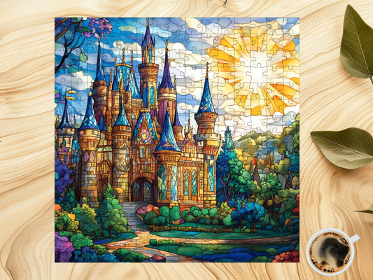 Stained Unique Castle Mosaic Glass Jigsaw Puzzle