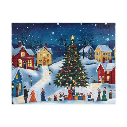 Twinkling Starry Night Sky Christmas Village Jigsaw Puzzle