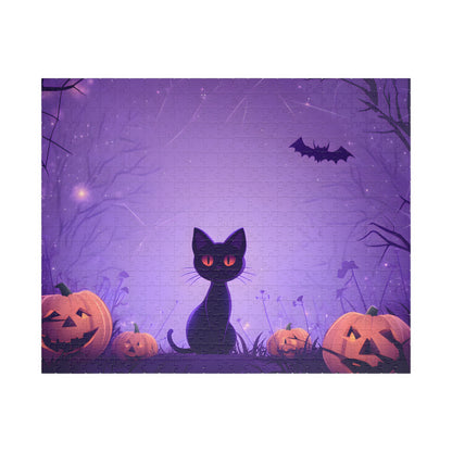 Halloween Black Cat and Pumpkins Spooky Jigsaw Puzzle