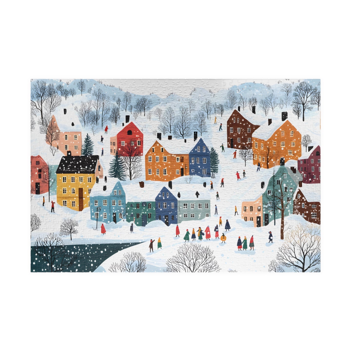 Snowy Swedish Village Jigsaw Puzzle