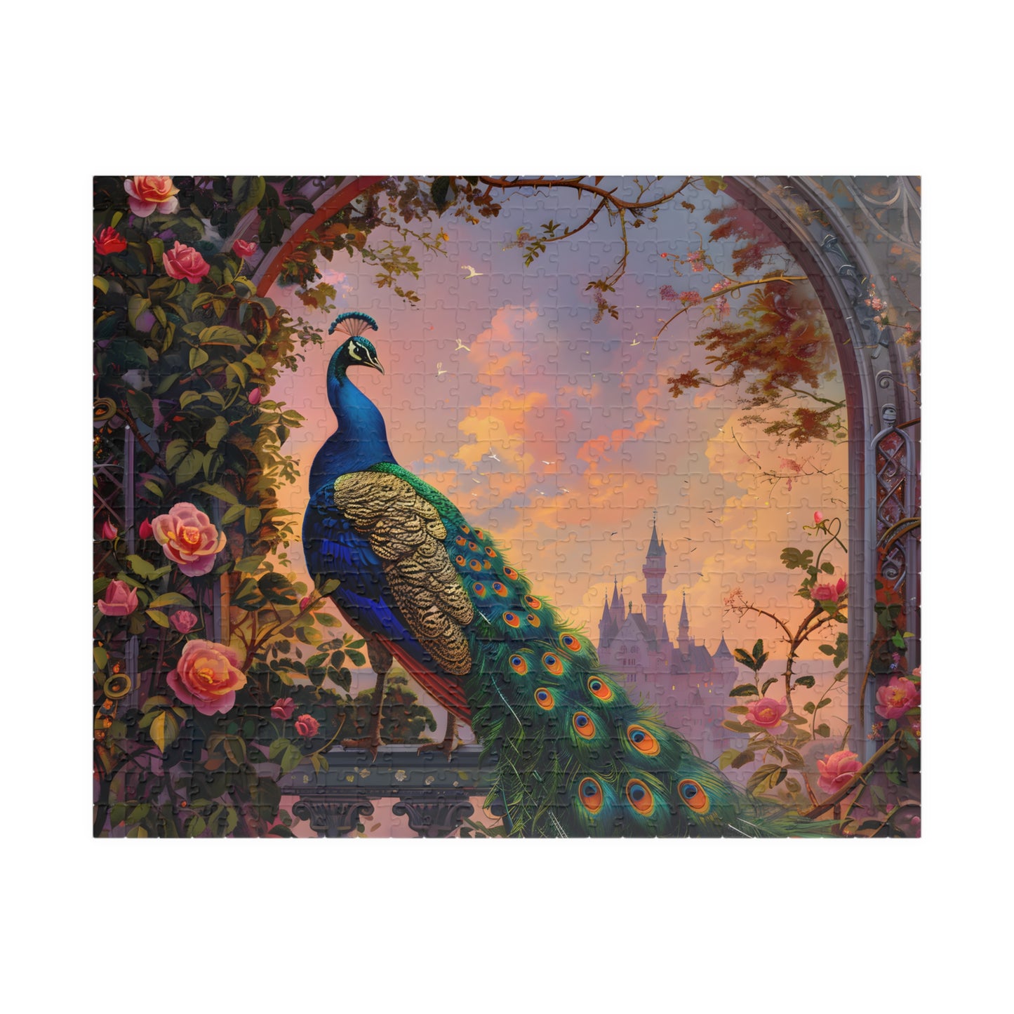 Enchanting Peacock & Rose Garden Jigsaw Puzzle